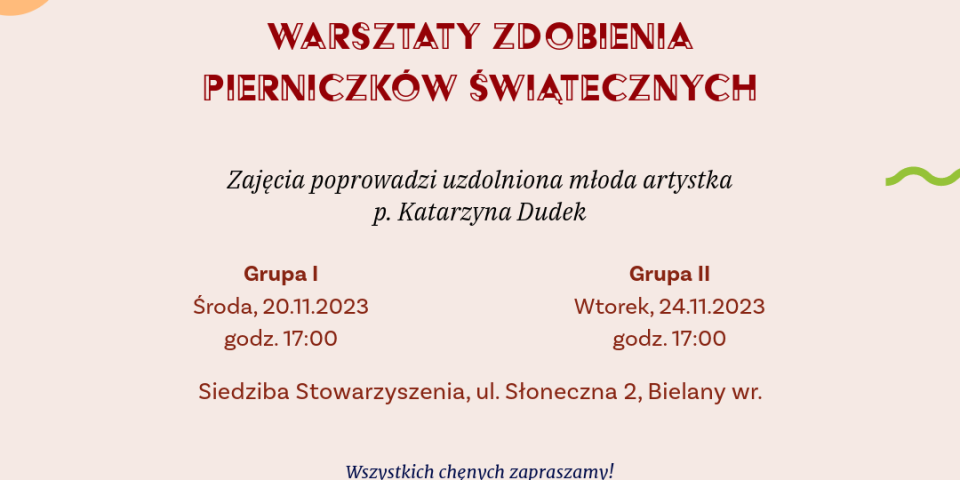Warsztaty zdobienia pierniczków świątecznych
